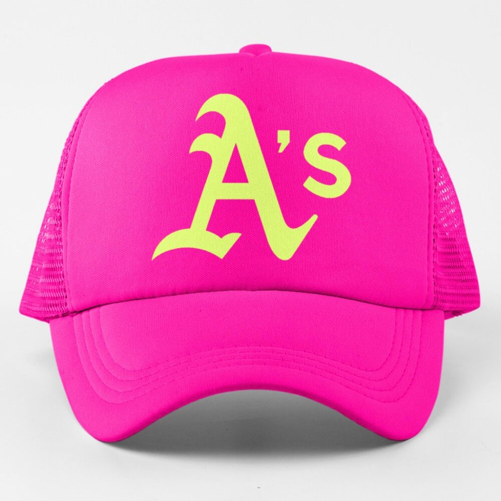 NEW Oakland A's Electric Pop Foam Trucker Snapback Hat NEON HOT PINK